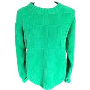 Vintage GAP 90s Green Textured Knit Sweater Ramie Cotton Size S